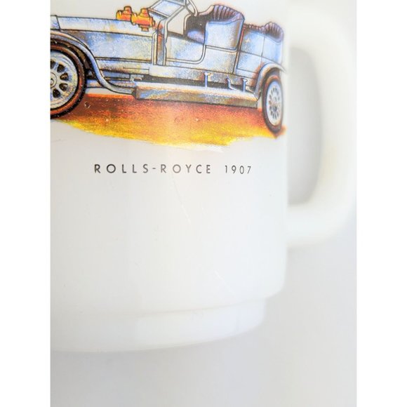 White Milk Glass Mug Rolls Royce 1907 | Rolls-Royce Collectible Mug Antique Car - Picture 5 of 5